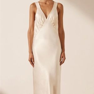 Shona Joy LA LUNE PLUNGED MIDI DRESS - CREAM